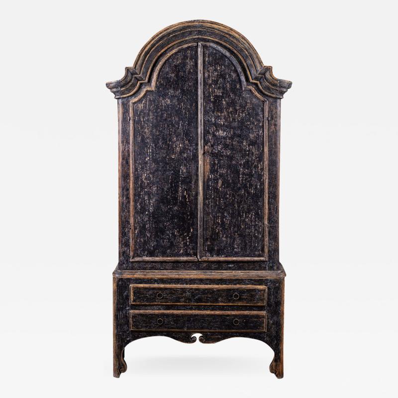 Black Painted Rococo Swedish Cabinet