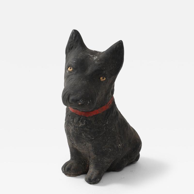 Black Scottie Dog Garden Ornament Reconstituted Stone English Mid 20th C 