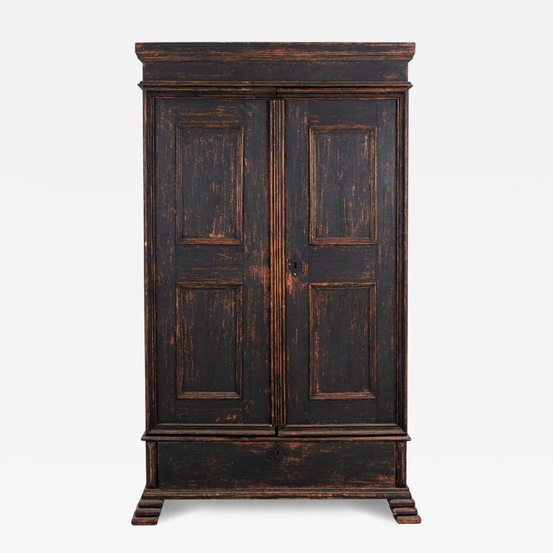 Black Swedish Cupboard or Kitchen Cabinet Sweden Late 18th C 