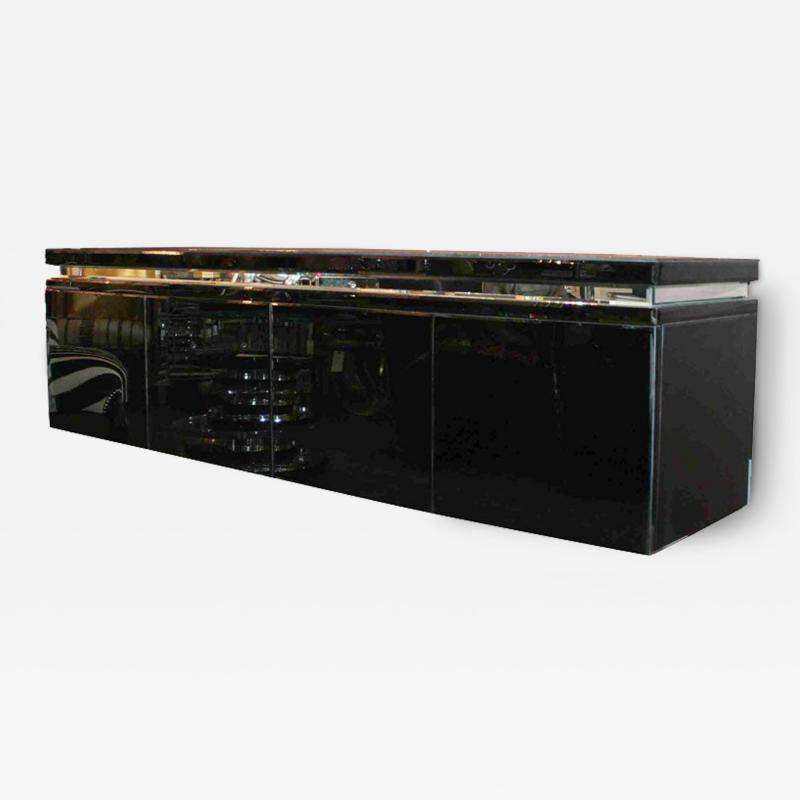 Black Wall Mount Mirrored Credenza