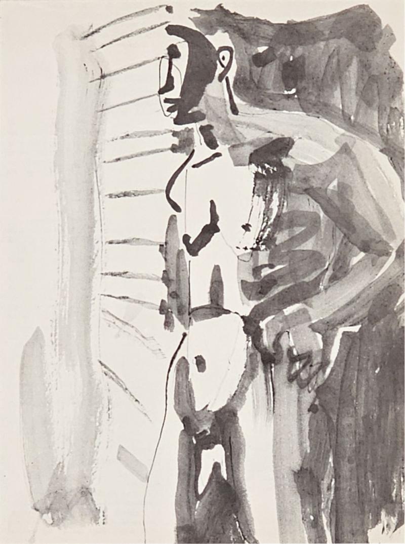 Black and White Graphic of David Park Painting of a Man
