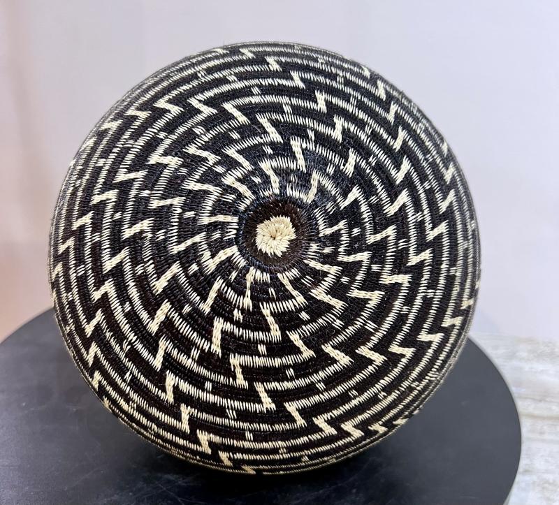 Black and white geometric basket