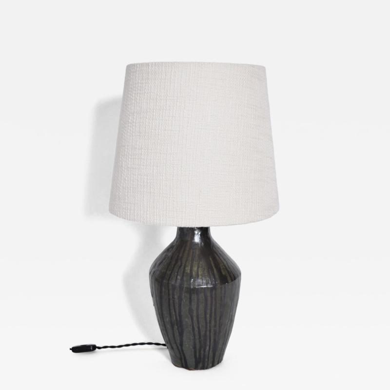 Black ceramic lamp 1960s 