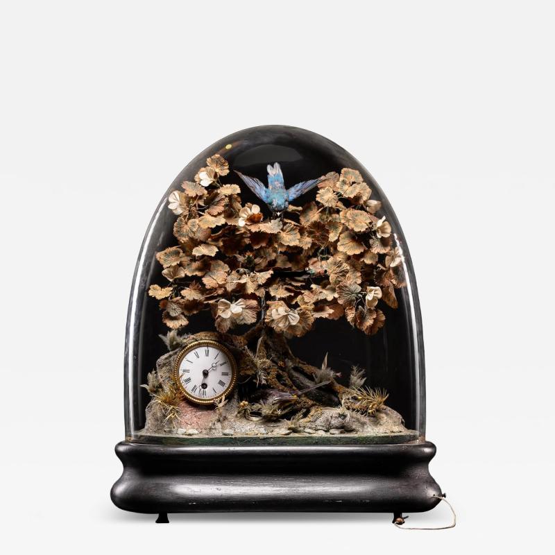 Blaise Bontems Musical Automaton Singing birds and Clock under glass dome