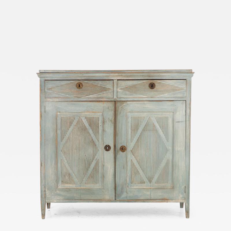 Blue Painted Gustavian Style Buffet Late 19th Century