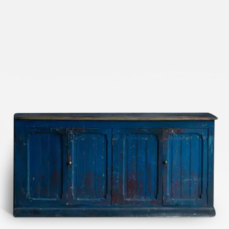 Blue Primitive Folk Art Dressoir France 19th Century