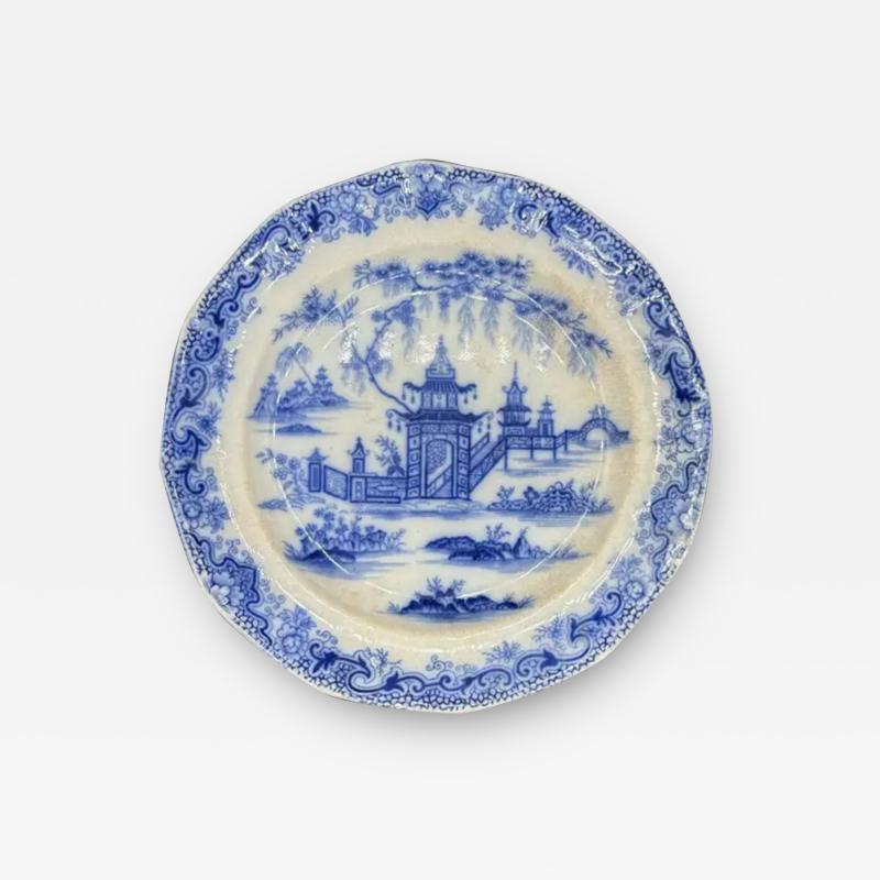 Blue White Plate 8 25 Staffordshire Whampoa Pattern Transferware