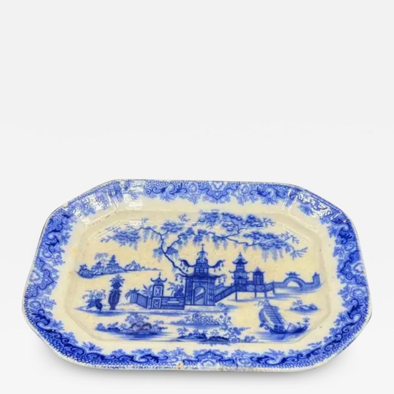 Blue White Platter Whampoa Pattern Transferware