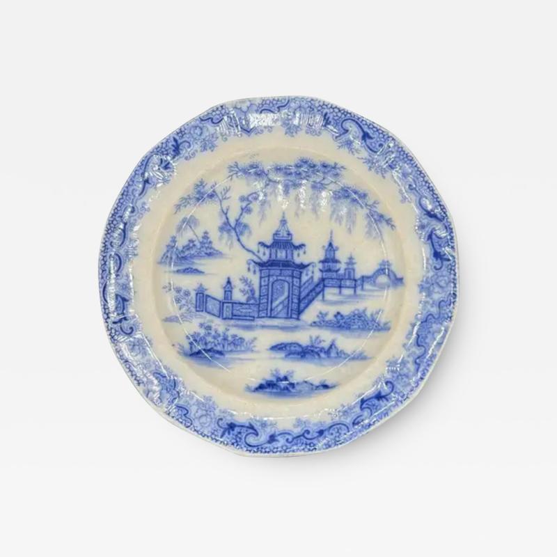 Blue White plate 8 25 Staffordshire Transferware Whampoa Pattern 