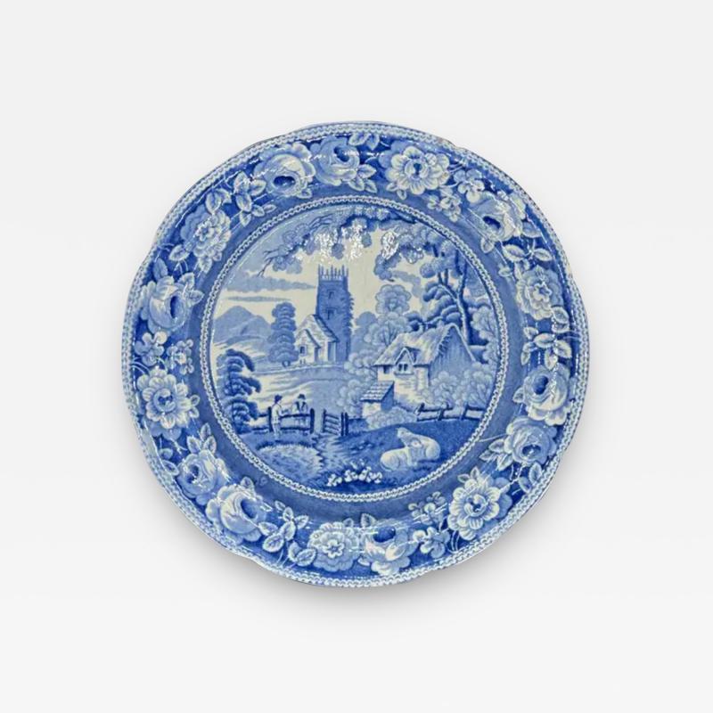 Blue White plate 8 5 Staffordshire Transferware