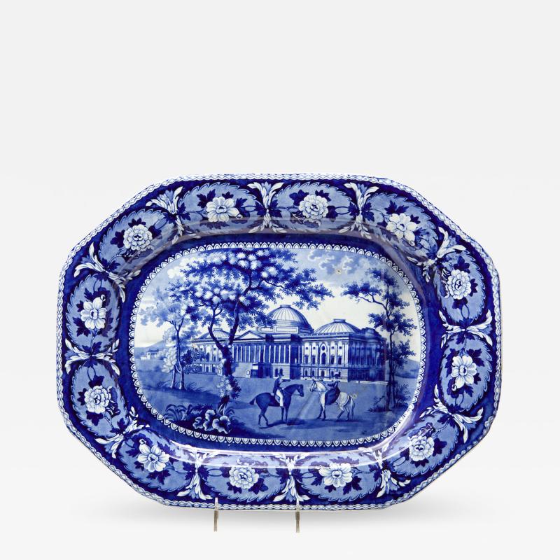 Blue and White Beauties of America Meat Platter with the United States Capitol
