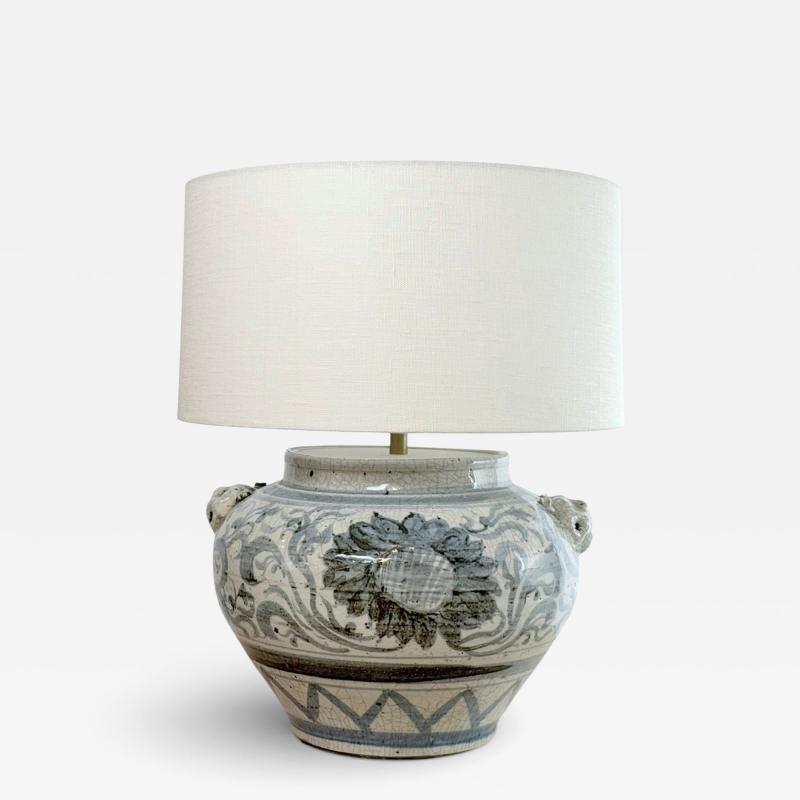 Blue and White Crackle Glazed Table Lamp