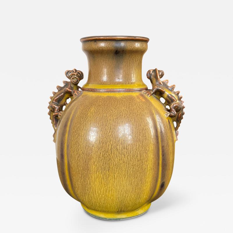 Bode Willumsen Vase with Chamaeleon Handles by Bode Willumsen for Royal Copenhagen