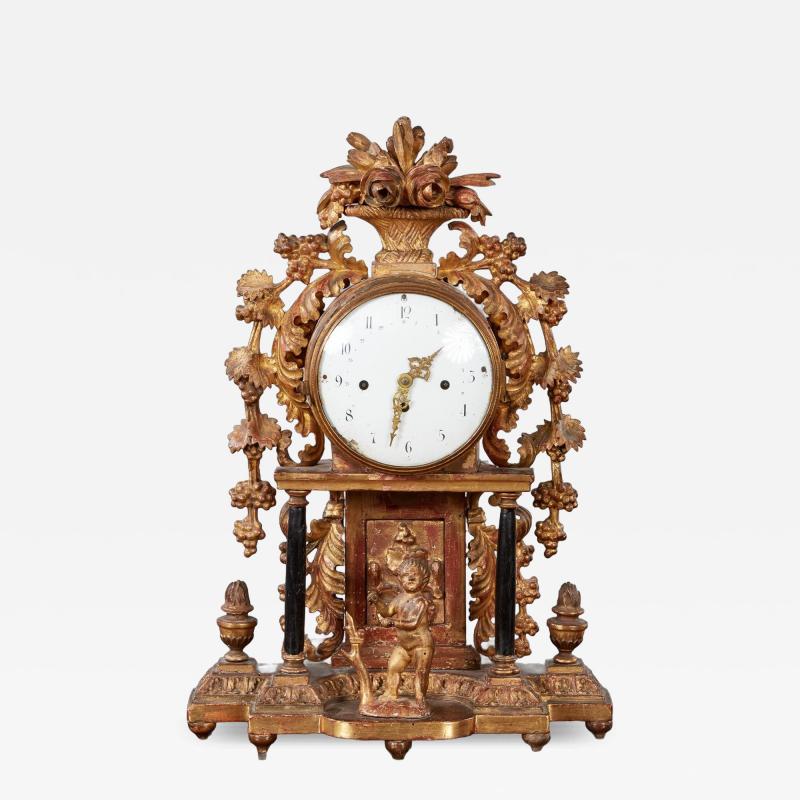 Bohemian Gilt Wood Mantel Clock