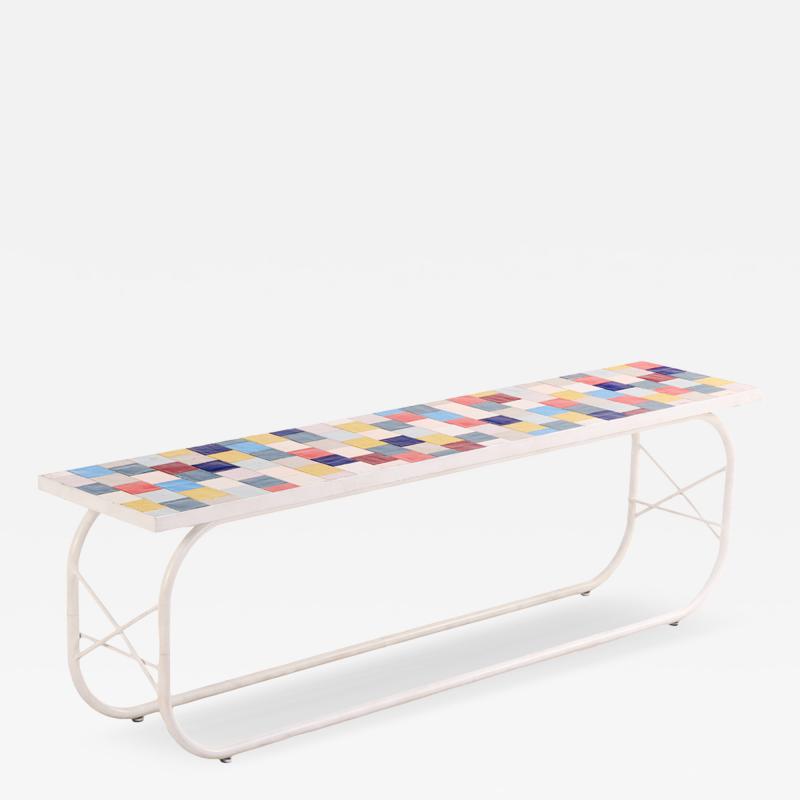 Bohemian Modern Ceramic Tile Sofa or Media Table Late 20th C 