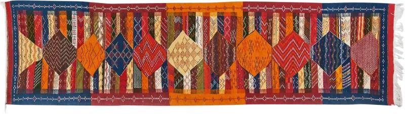 Boho Chic Moroccan Diamond Design Multicolor Runner Ru