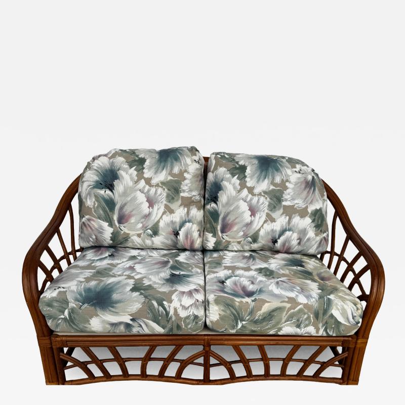 Boho Chic South Sea Rattan Collection Upholstered Loveseat