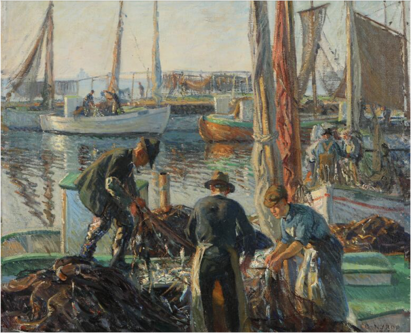 Borge Christoffer Nyrop Borge Nyrop 1881 1948 Fisherman with their nets