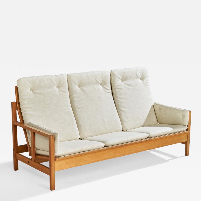 Borge Mogensen Sofa with Oak and Fabric Denmark 1960s