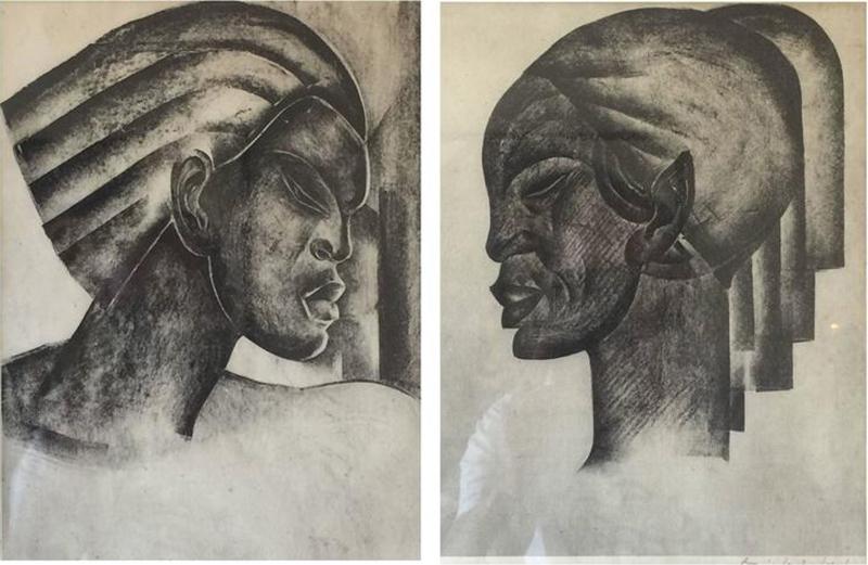 Boris Lovet Lorski Pair of Rare Signed Art Deco Lithographs by Boris Lovet Lorski