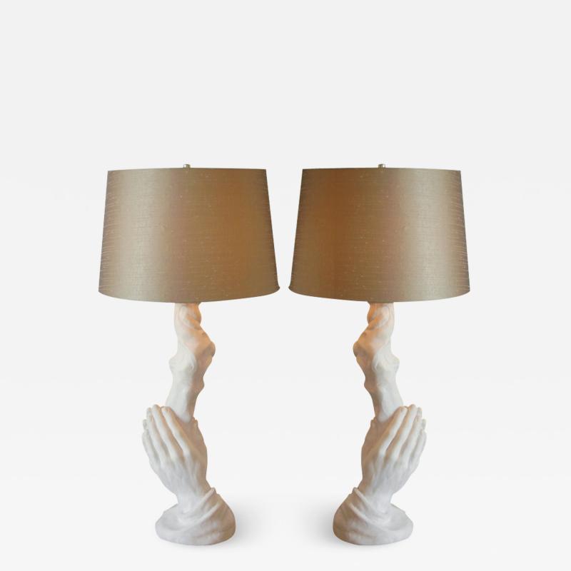Boris Lovet Lorski Pair of Unique Plaster Lamps