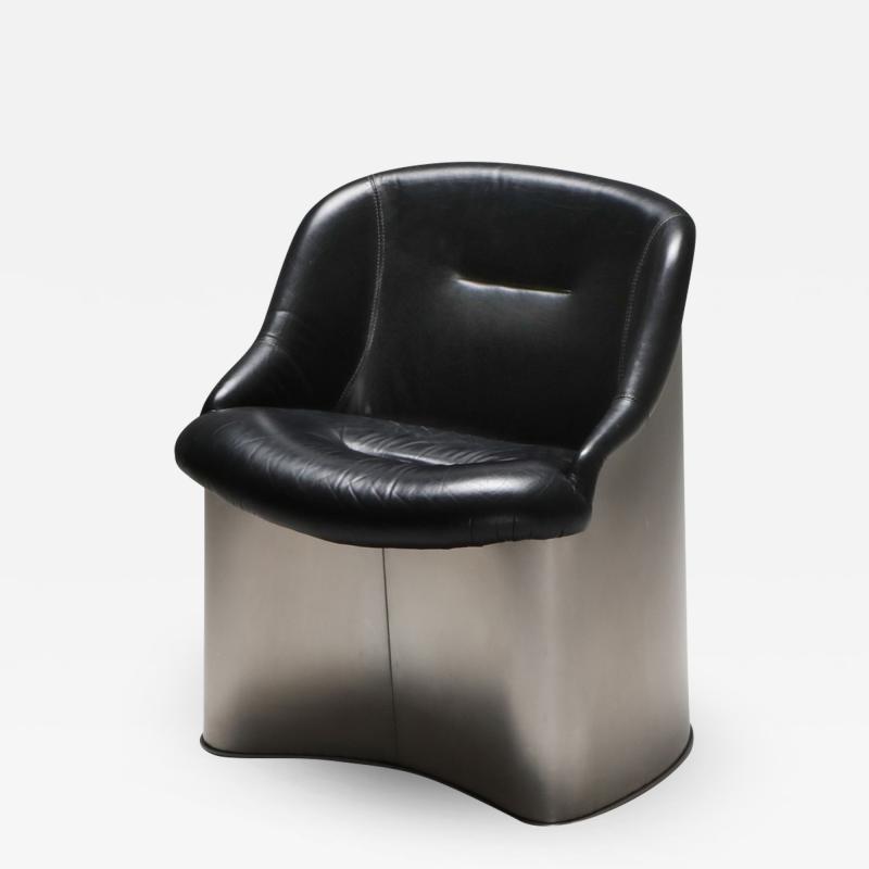 Boris Tabacoff Boris Tabacoff Leather and Metal Easy Chair 1970s