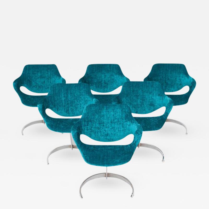 Boris Tabacoff Boris Tabacoff Scimitar Dining Chairs in Blue Petrol Velvet