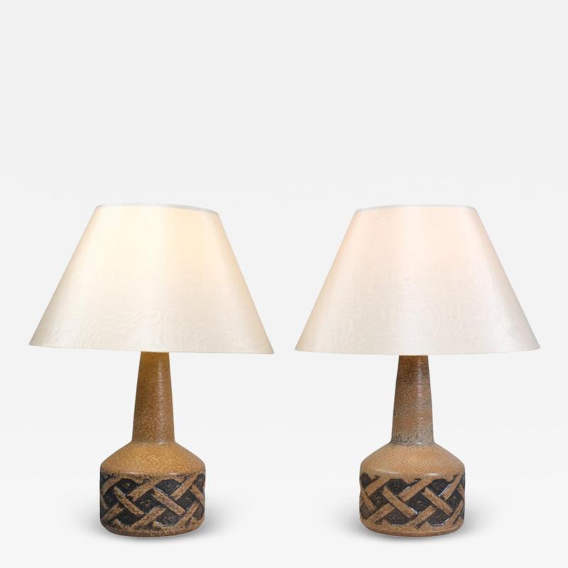 Bornholmsk Ceramic Pair of Large Stoneware Ceramic Table Lamps S holm Bornholm Denmark 1960 70s