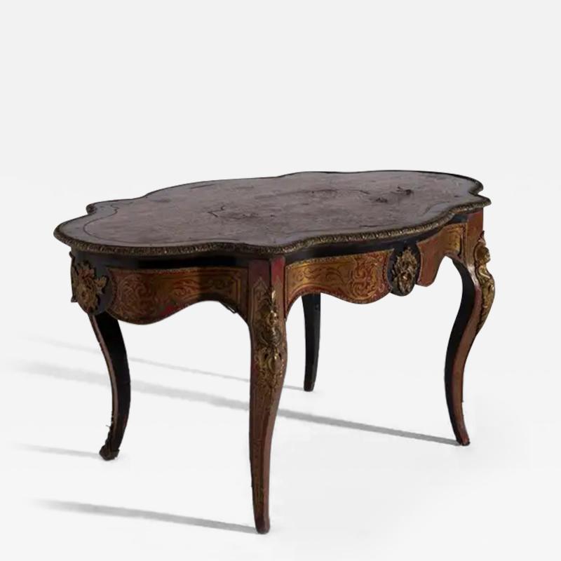 Boulle styled panelled desk Napoleon IIV late 1800s in bronze
