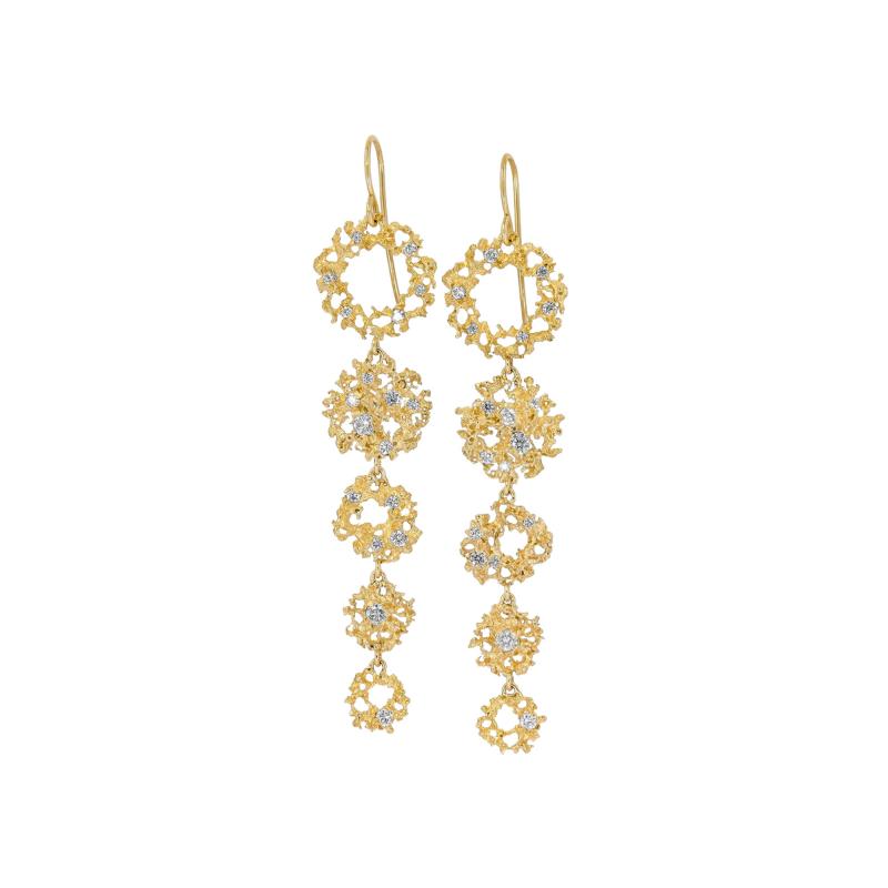 Branch Diamond Galaxy Yellow Gold Dangle Drop Earrings