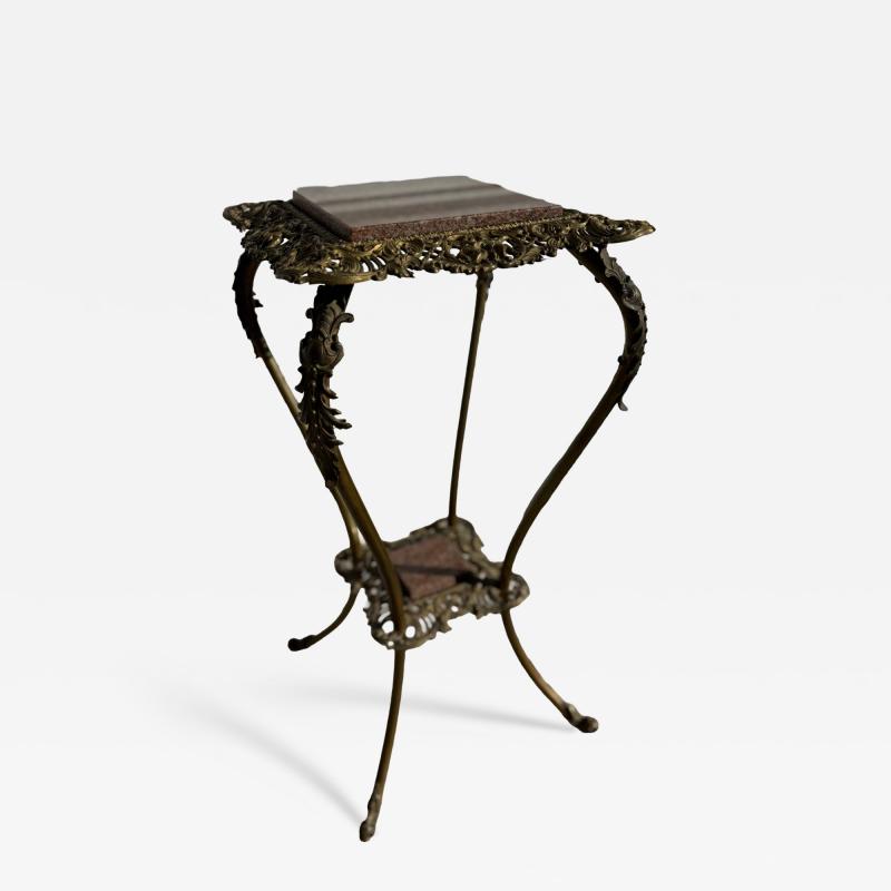 Brass 2 Tiered Granite Top Plant Stand