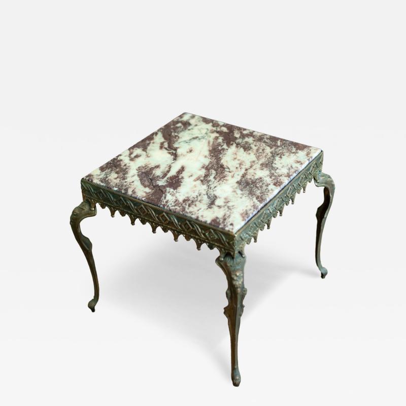 Brass Coffee Table with Marble Top 1950s