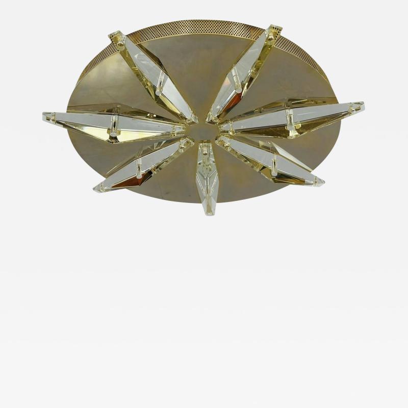 Brass Crystal Ceiling Wall Light Made in Italy