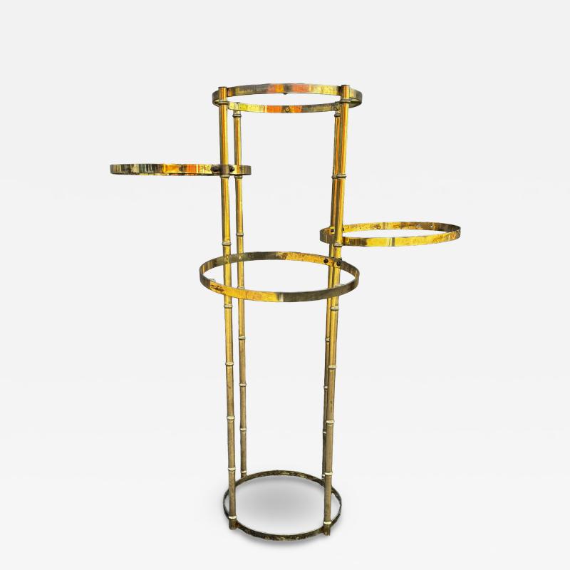 Brass Faux Bamboo Adjustable 4 Shelf Plant Stand
