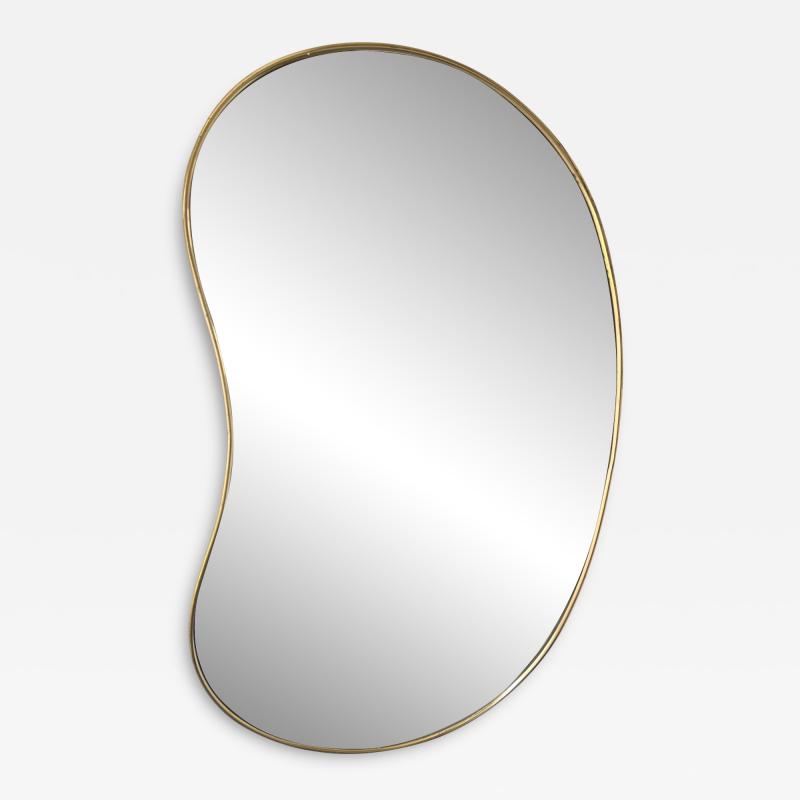 Brass Free Form Haricot Mirror Italy 1950s