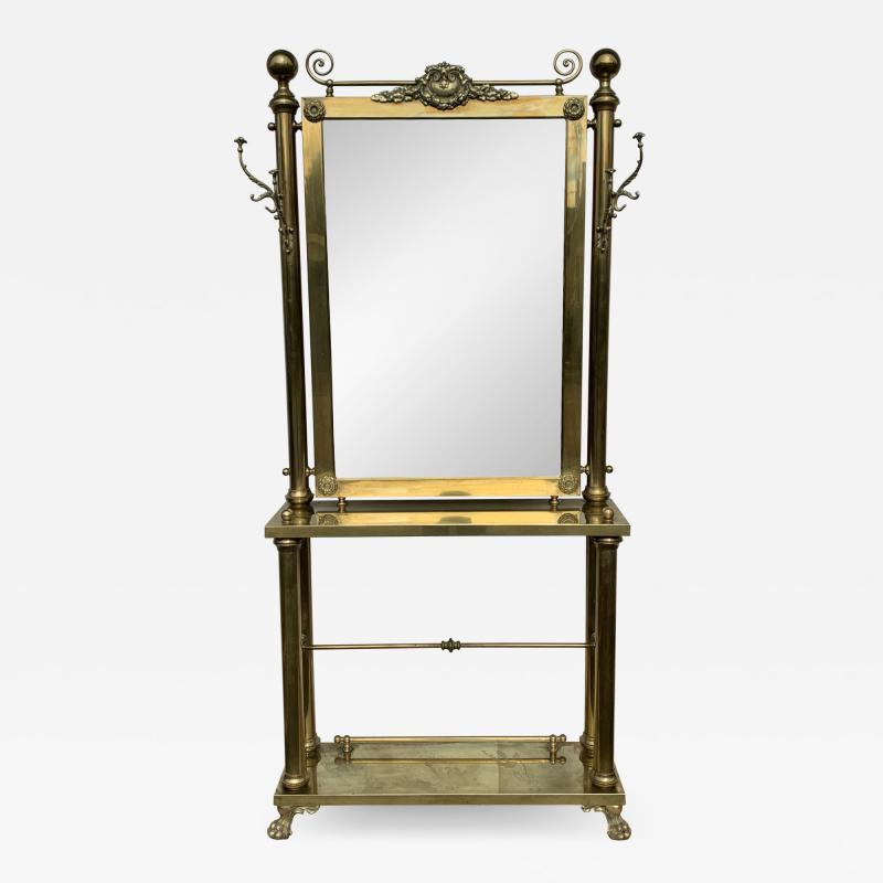 Brass Hall Tree Console Table Mirror