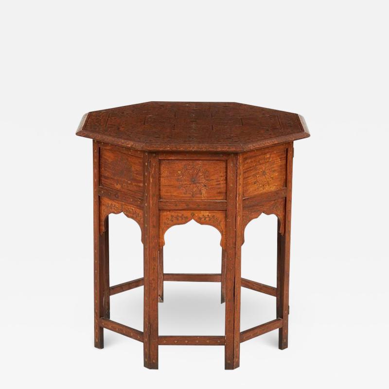 Brass Inlaid Octagonal Table