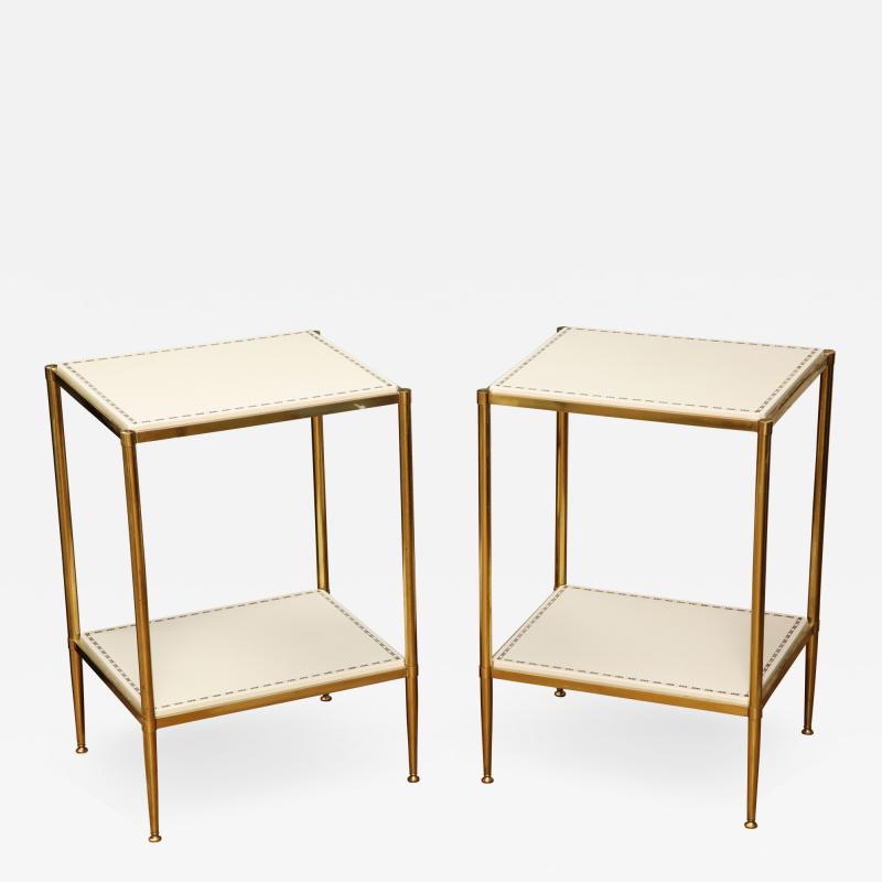 Brass Leather Side Tables