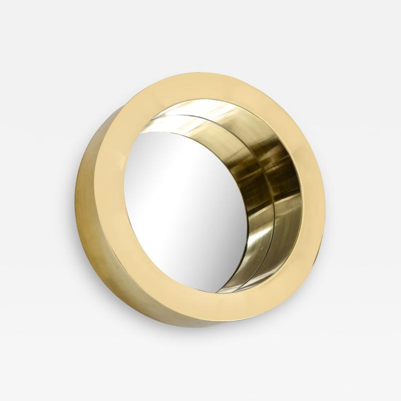 Brass Modernist Circular Mirror