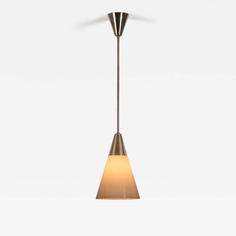 Brass Pendant Light with Opal Glass Shade Europe 1960s