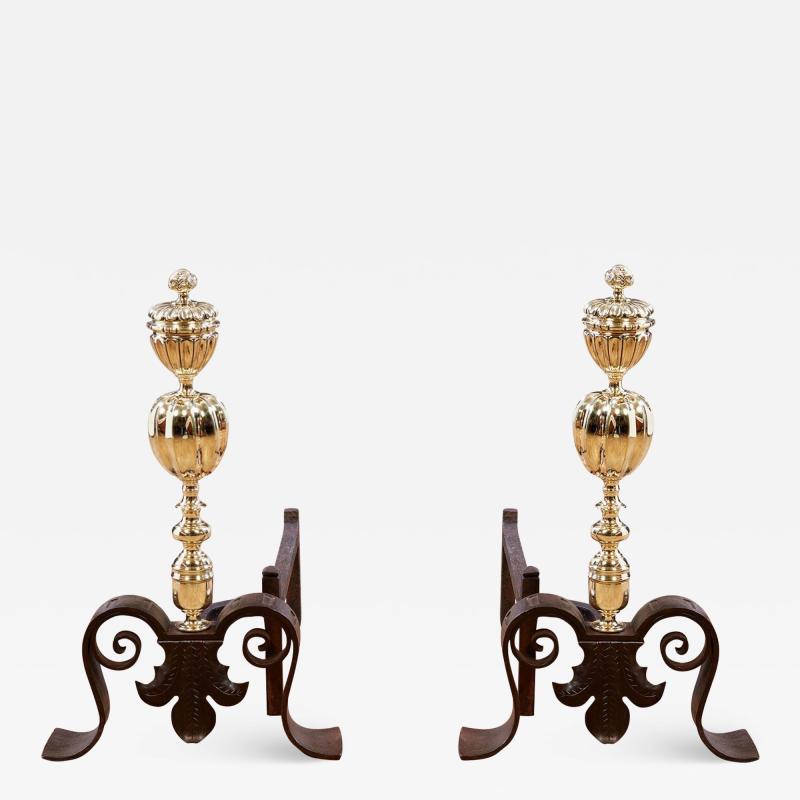 Brass Pomegranate Andirons