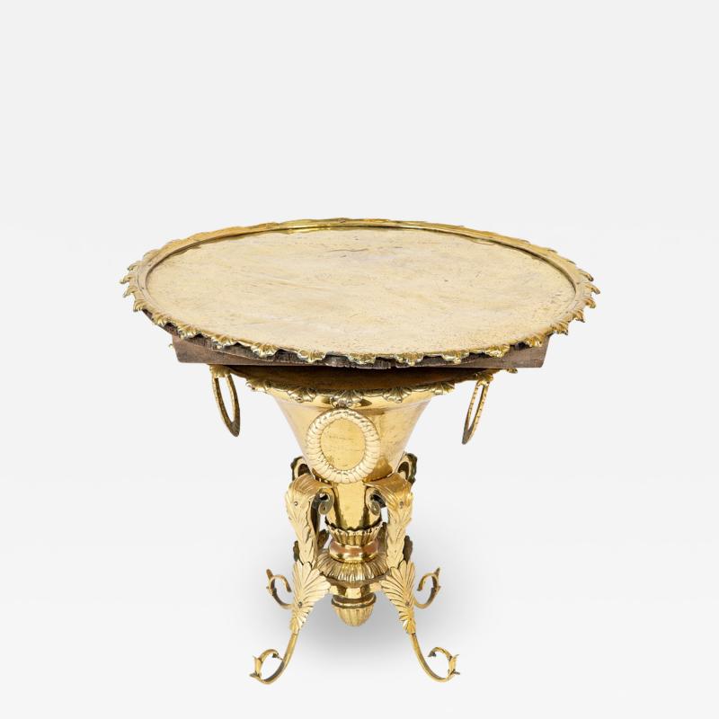 Brass Shell Edge Tray with Matching Brass Base