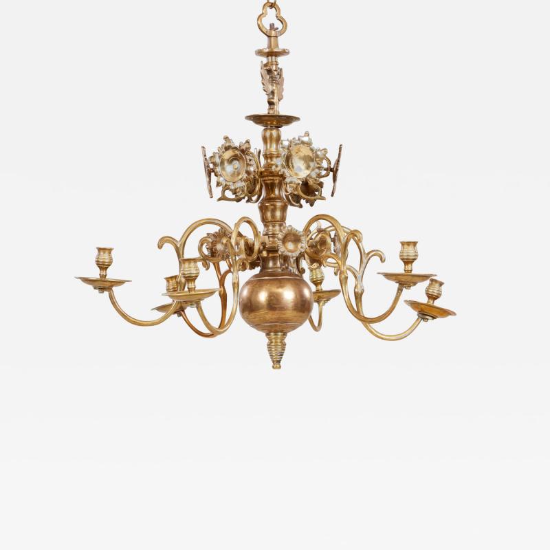 Brass Six Light Chandelier