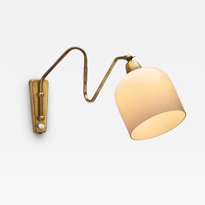 Brass Wall Lamp with Swivel Arm Denmark ca 1940s