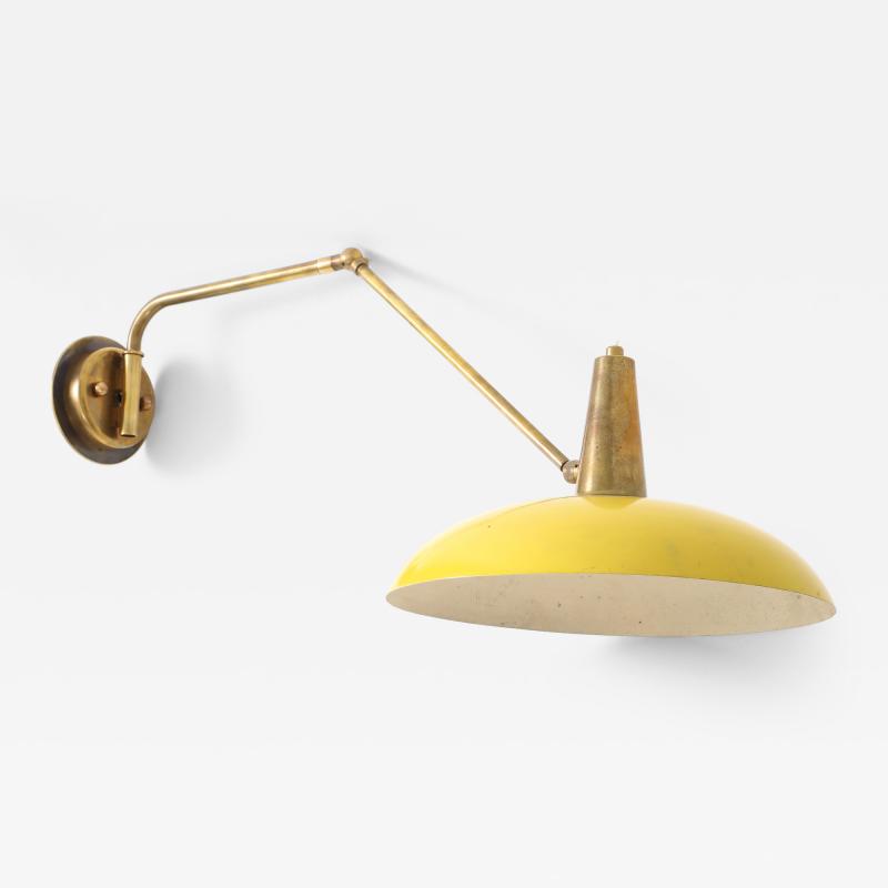 Brass Yellow Wall Lamp With Double Swivel Arm France 1950 s