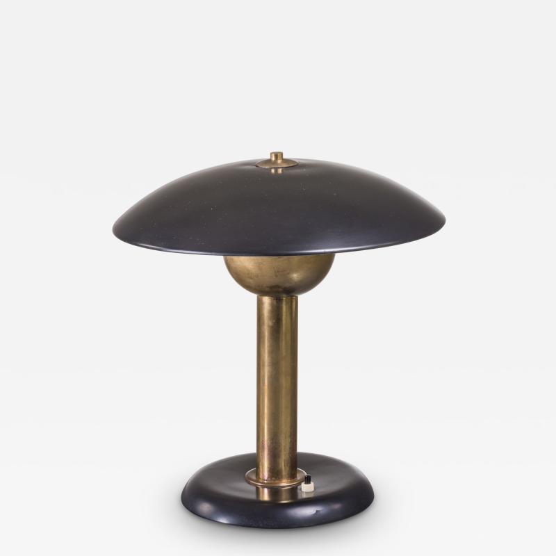 Brass and Black Metal Table Lamp Italy 1950s