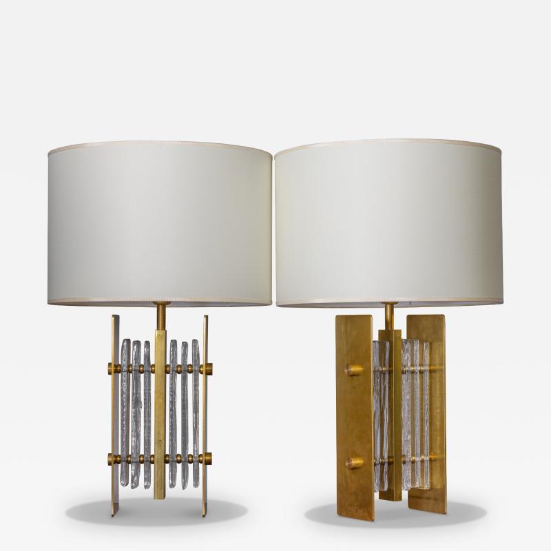 Brass and Blown Glass Italian Lamps