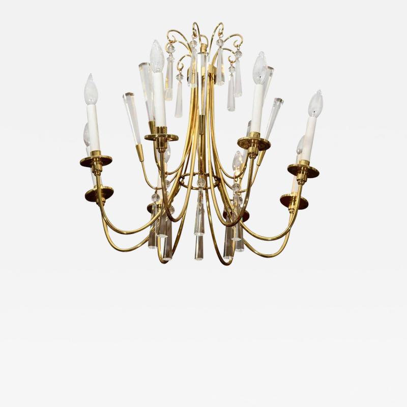 Brass and Crystal Chandelier