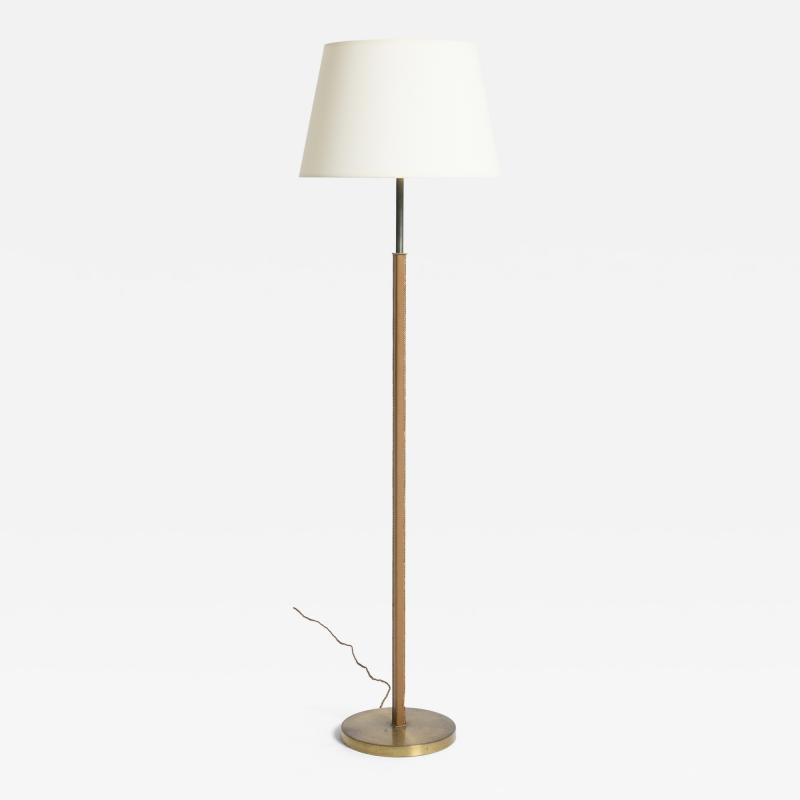 Brass and Faux Leather Floor Lamp