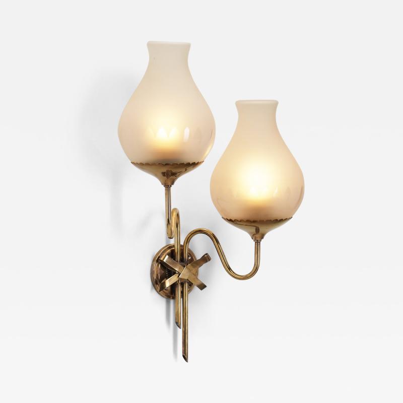 Brass and Frosted Glass Wall Lamp with Bow Detail Early 20th Century